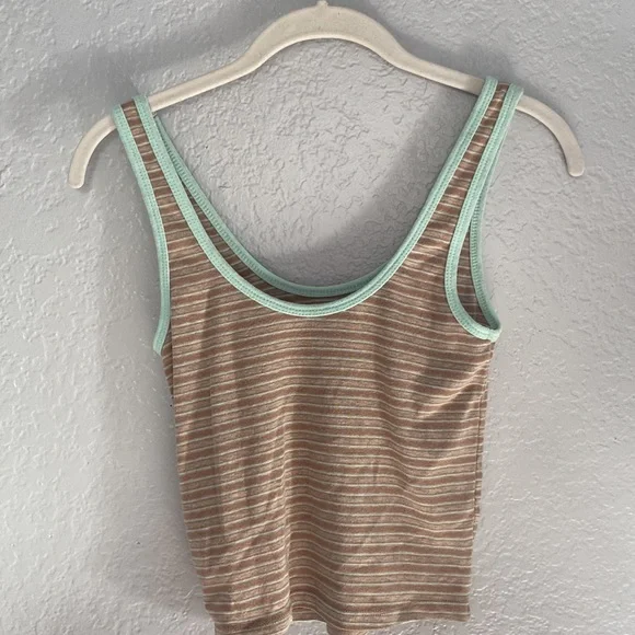 Pacsun Mint & Brown Striped Tanktop - Picture 2 of 3